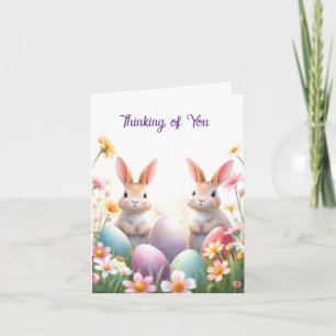 Tarjeta Festiva Dos conejos en Pascua