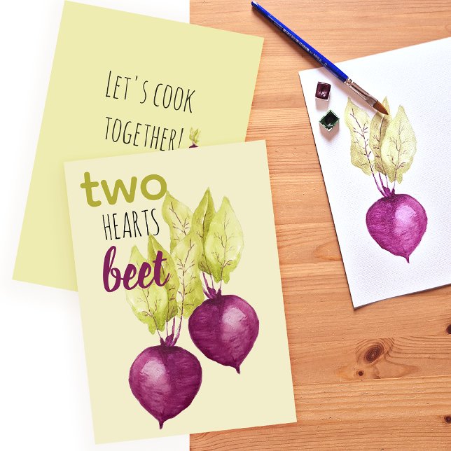 Tarjeta Festiva Dos Corazones Con Cute Beet San Valentín (Subido por el creador)