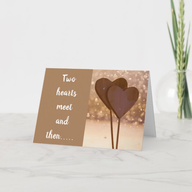 TARJETA FESTIVA "DOS CORAZONES SE ENCUENTRAN" LUEGO MARRAIGE (Anverso)