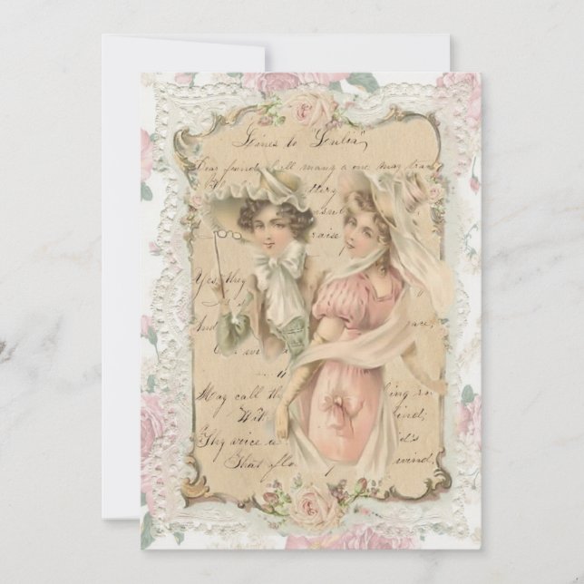 Tarjeta Festiva Dos damas victorianas (Anverso)