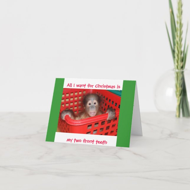 Tarjeta Festiva Dos dientes delanteros para Navidades (Anverso)