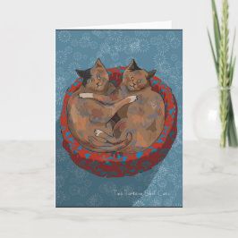 Tarjeta Festiva Dos Gatos De Tiras... Día festivo