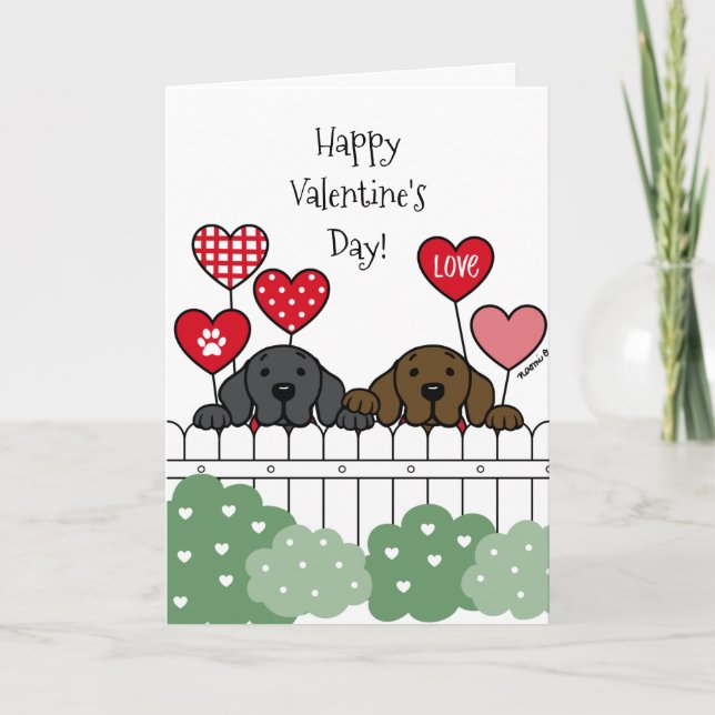 Tarjeta Festiva Dos labradores viendo al Personalizado Valentine (Anverso)