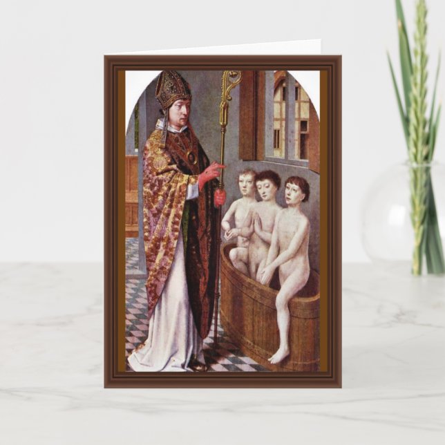 Tarjeta Festiva Dos Leyendas De San Nicolás Por David Gerard (Anverso)