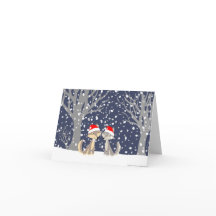 Dos lobos en Navidades de invierno notecard