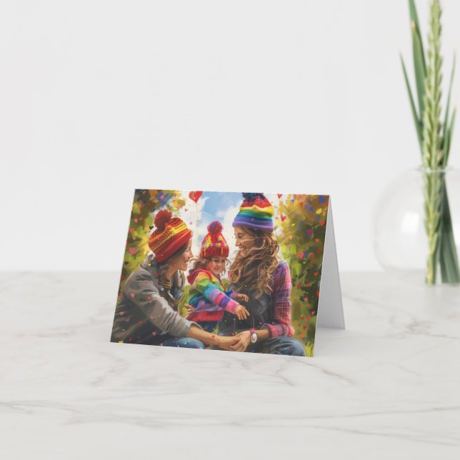 Tarjeta Festiva Dos mamás de arte digital (Anverso)