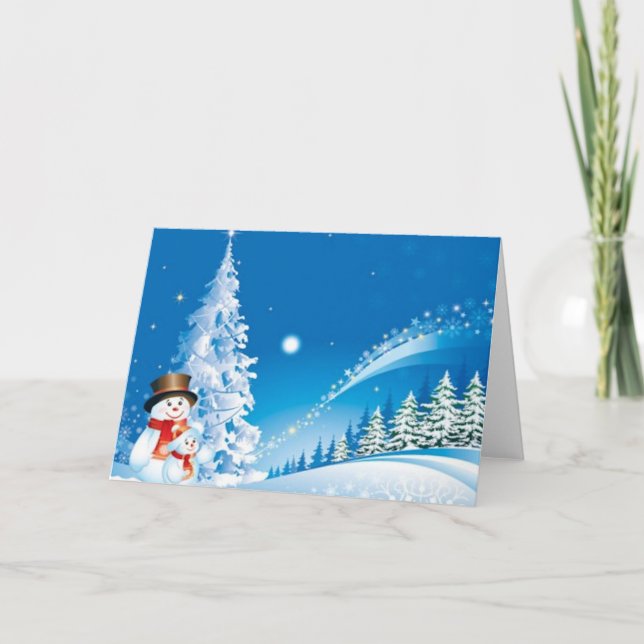Tarjeta Festiva Dos muñecos de nieve felices (Anverso)
