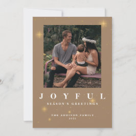 Tarjeta Festiva Dos Navidades de fotografía de Rustic Gold Joyful