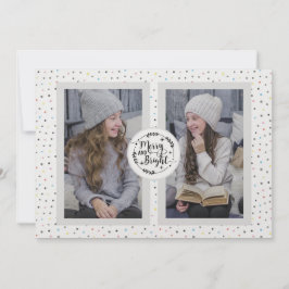 Tarjeta Festiva Dos Navidades de fotografía modernos, Polka Dot Ta