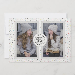 Tarjeta Festiva Dos Navidades de fotografía modernos, Polka Dot Ta
