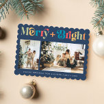 Tarjeta Festiva Dos Navidades de fotos merry y Bright Retro<br><div class="desc">Tarjeta navideña de dos Navidades fotográficos merry y Bright Retro</div>