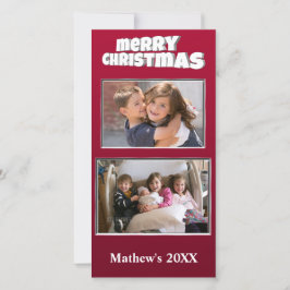 Tarjeta Festiva Dos Navidades de fotos rojos añaden mensaje a la f