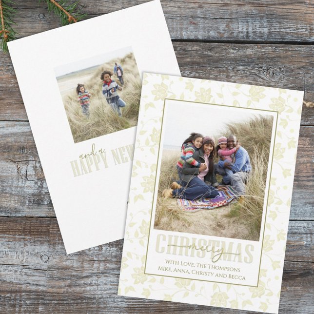 Tarjeta Festiva Dos navidades de vacaciones florales elegantes de  (Subido por el creador)