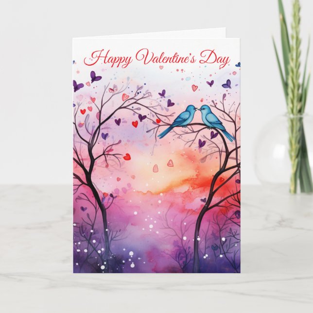 Tarjeta Festiva Dos pájaros de San Valentín (Anverso)
