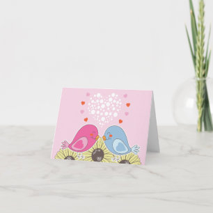 Tarjeta Festiva Dos pájaros enamorados