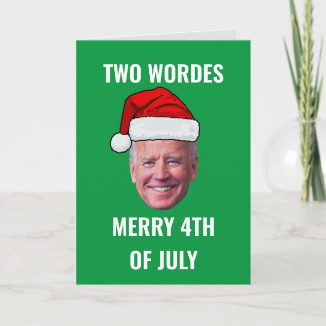 Tarjeta Festiva Dos Palabras Feliz 4 De Julio Navidades Joe Biden (Anverso)