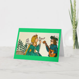 Tarjeta Festiva Dos palomas de tortuga (Vestido verde)