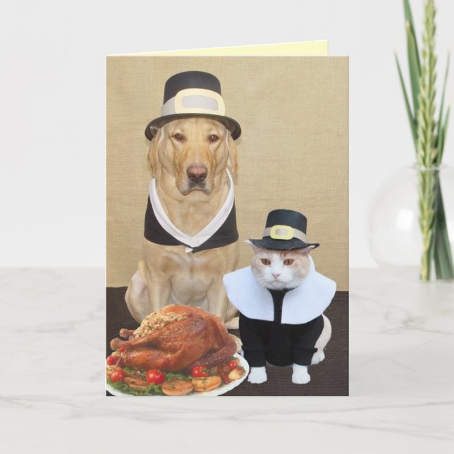 Tarjeta Festiva Dos peregrinos bendecidos (Anverso)