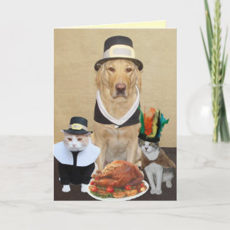 Tarjeta Festiva Dos peregrinos bendecidos y jefe