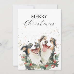 Tarjeta Festiva Dos perros alegres riéndose juntos