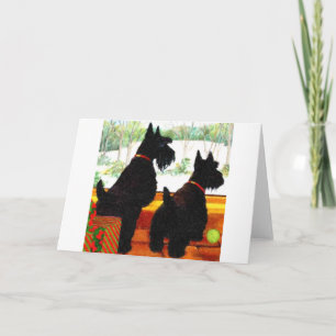 Tarjeta Festiva Dos Perros Escoceses En Navidades
