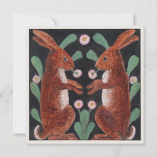 Tarjeta Festiva Dos plazas de Pascua Vintage (1865-90)