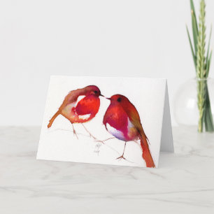 Tarjeta Festiva Dos pocos pájaros 2014 de la tinta