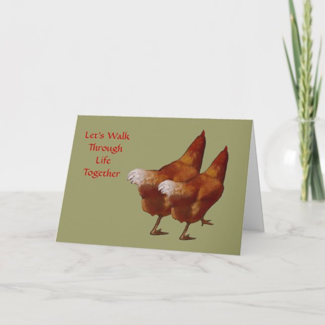 Tarjeta Festiva Dos pollos lado a lado: San Valentín: Arte (Anverso)