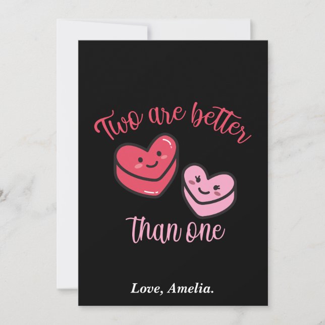 Tarjeta Festiva Dos son mejores que un San Valentín (Anverso)