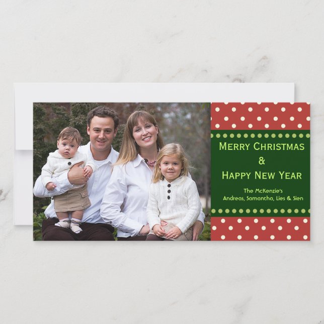 Tarjeta Festiva Dots Holiday Photo Card (Anverso)