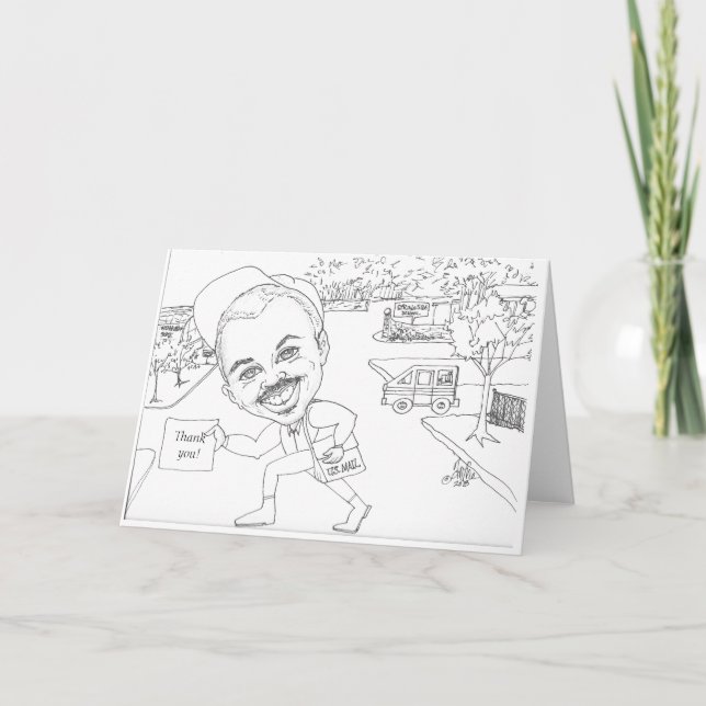 Tarjeta Festiva Doug el cartero dice ¡Gracias! (Anverso)