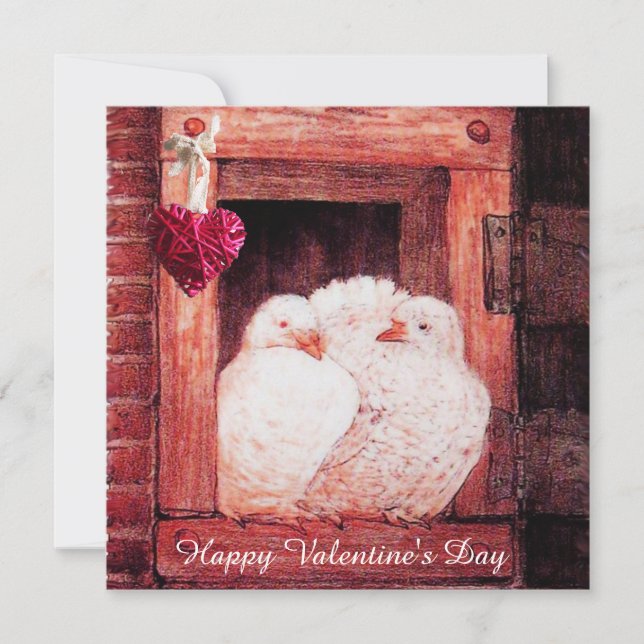 TARJETA FESTIVA DOVAS BLANCAS EN EL DÍA DE SAN VALENTÍN DE VENTANA (Anverso)
