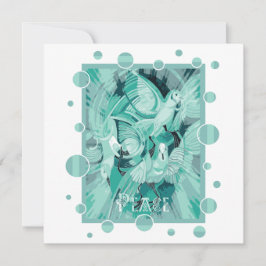 Tarjeta Festiva Dove con Celtic Peace Text en Aqua Tones
