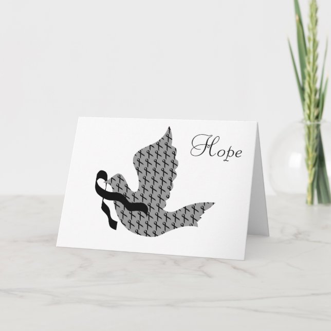 Tarjeta Festiva Dove Hope Black Ribbon - Melanoma (Anverso)