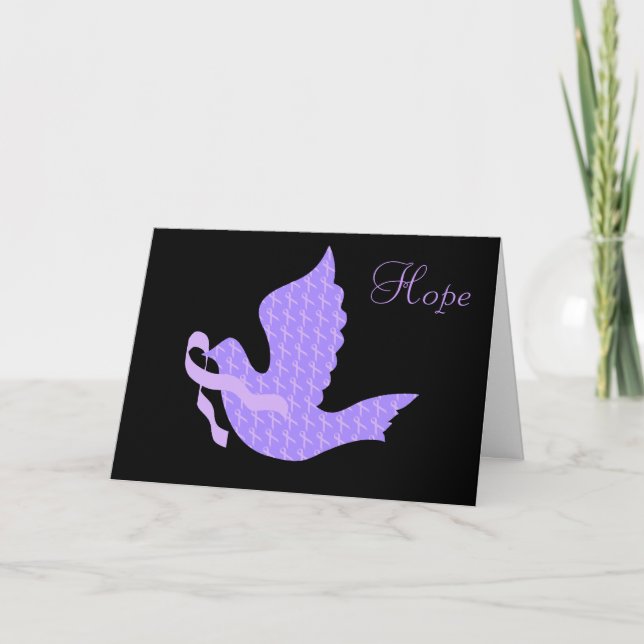 Tarjeta Festiva Dove of Hope Periwinkle Ribbon - Cáncer de estómag (Anverso)