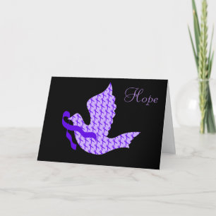 Tarjeta Festiva Dove of Hope Violet Ribbon - Linfoma de Hodgkin
