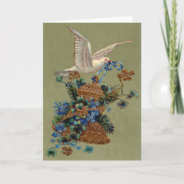 Tarjeta Festiva Dove Olvídame No Cuatro Letras Clover Bell Evergre