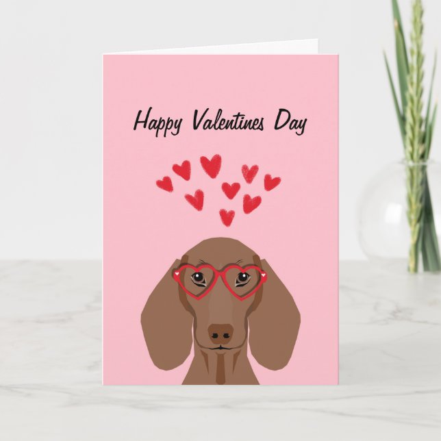 Tarjeta Festiva Doxie Dachshund Valentines Love Card - rojo (Anverso)