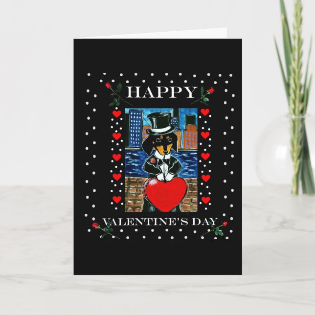 Tarjeta Festiva Doxie de San Valentín (Anverso)