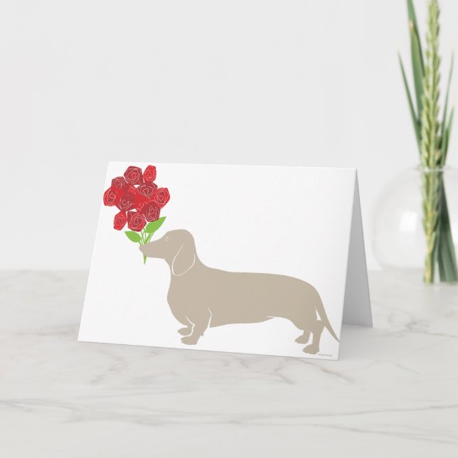 Tarjeta Festiva Doxie entrega 12 rosas rojas - ¡¡¡Día de San Valen (Anverso)