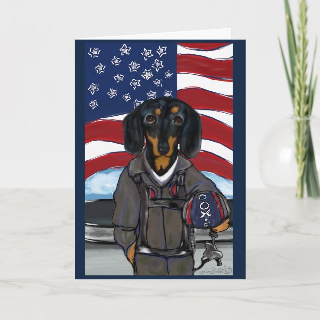 Tarjeta Festiva Doxie Pilot Valentine (Anverso)