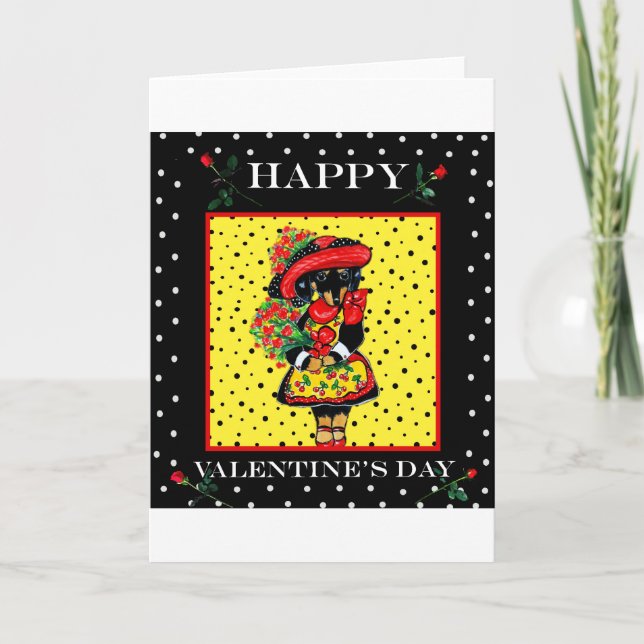Tarjeta Festiva Doxie Valentine (Anverso)