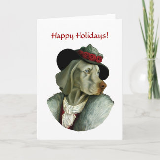 Tarjeta Festiva ¡DR027 Weimaraner, buenas fiestas!