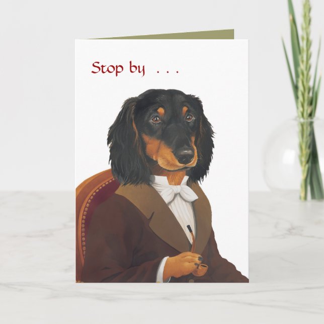 Tarjeta Festiva DR.078 dachshund, detente por . ... (Anverso)