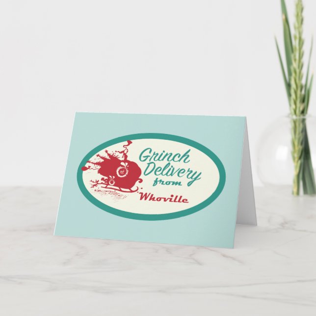 Tarjeta Festiva Dr. Seuss | Entrega Grinch de Who-ville (Anverso)
