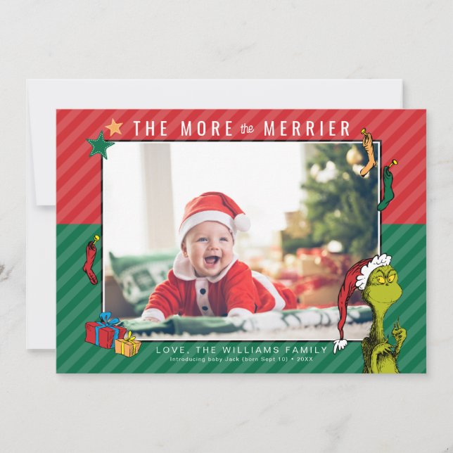 Tarjeta Festiva Dr. Seuss | Festividad fotográfica de Grinch Recié (Anverso)