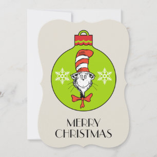 Tarjeta Festiva Dr. Seuss Grinch Adorno del Gato en el Sombrer