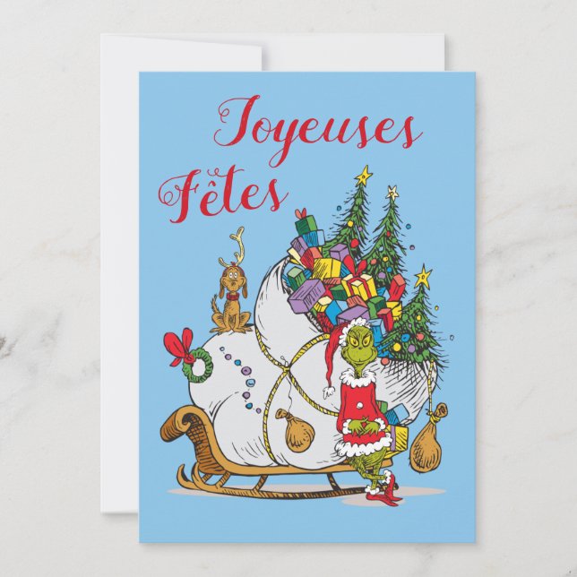 Tarjeta Festiva Dr. Seuss | Grinch - Foto de Joyeuses Fêtes (Anverso)