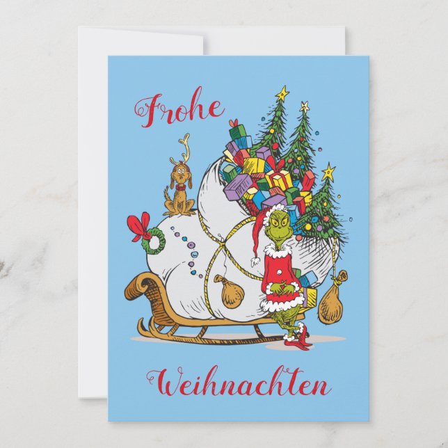 Tarjeta Festiva Dr. Seuss | Grinch - Fotografía de Frohe Weihnacht (Anverso)
