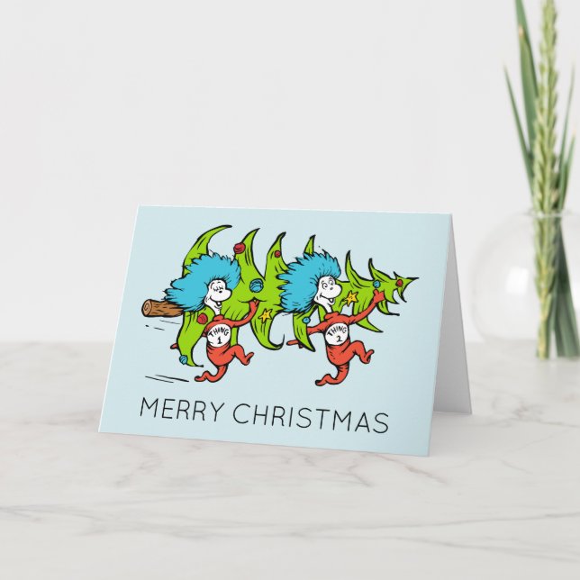 Tarjeta Festiva Dr. Seuss | Grinch | Navidades de Thing One Thing (Anverso)